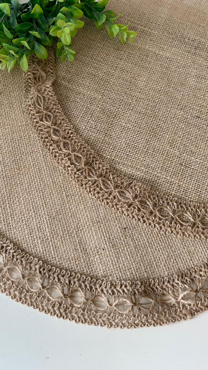 4 Lugares Sousplats Mesa Posta juta  e bordados