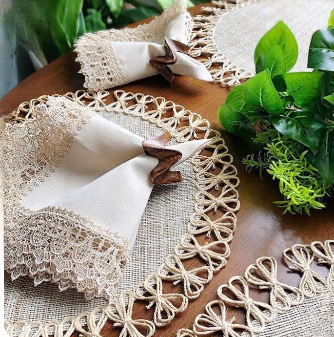 jogo americano - Souplast de juta com fios 4 unidades