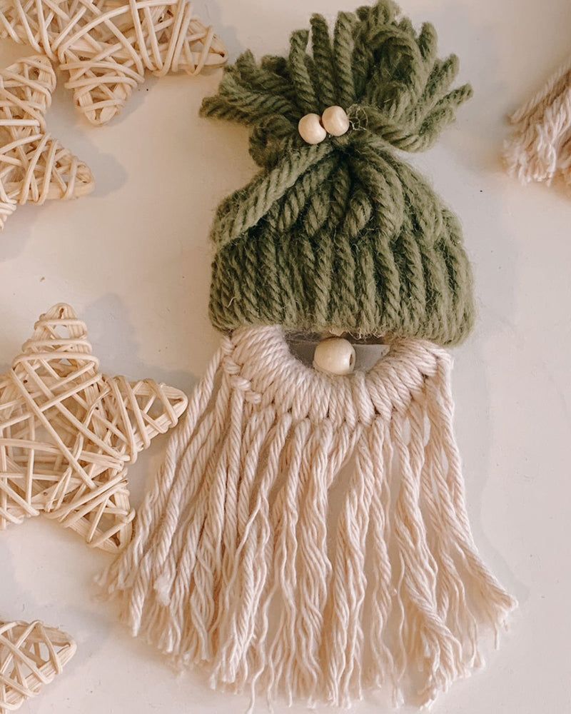 KIT COM 6 PORTA GUARDANAPOS COM Macrame Papai Noel  Gnomo ANEL DE MADEIRA