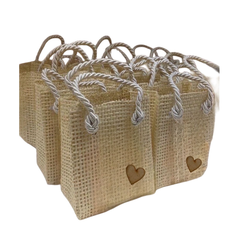 Sacolas de juta com cordao trancado acetinado 10 unidades