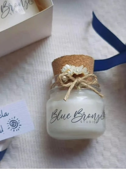 kit 10 mini velas lembrancinha barizado,maternidade e padrinhos com detalhe mini flores e caixa de acetato